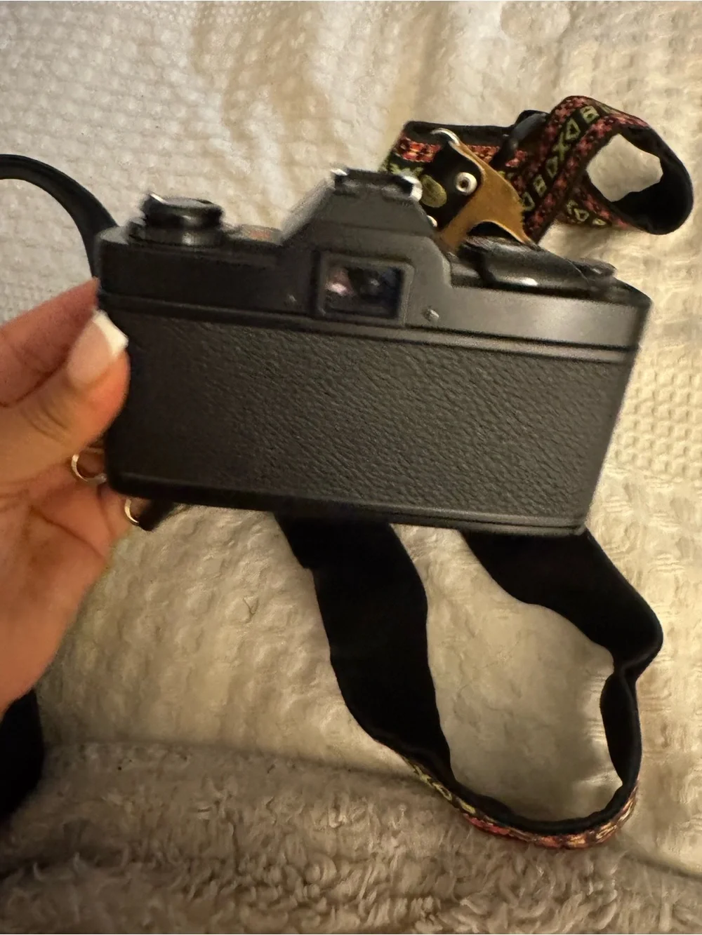 X-7 Minolta Black SLR Camera with Telephoto Lens